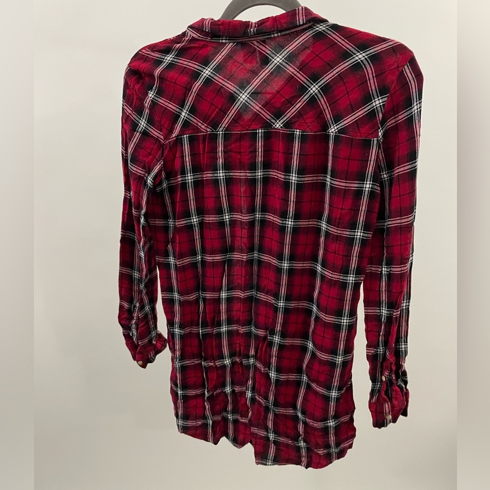Red Plaid Button Tunic Sz S - Picture 5 of 5